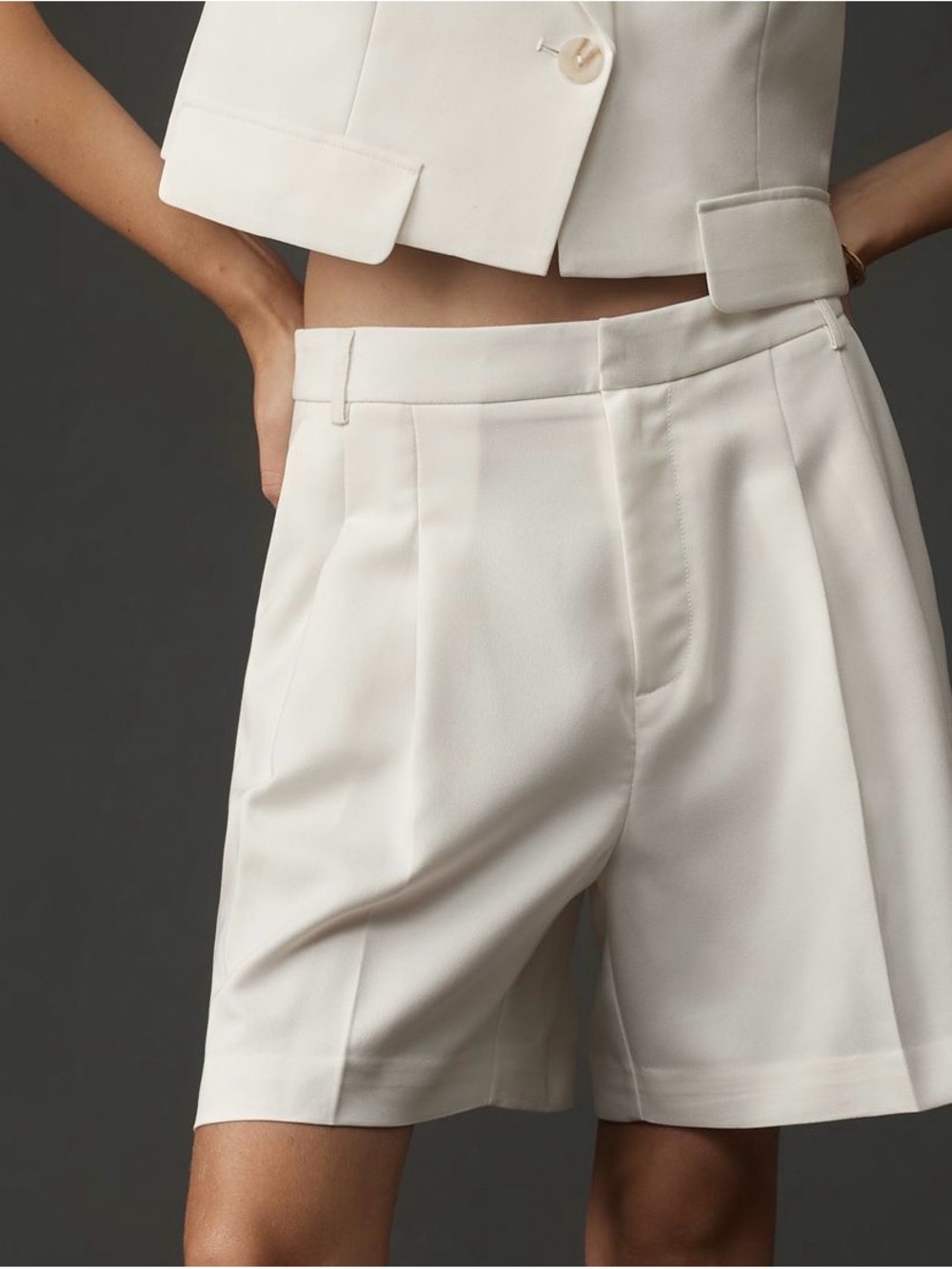 Anthropologie Mave High-Waist Cream Tailored Women’s Shorts